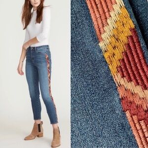 DRIFTWOOD Jeans Jackie High Rise Ankle Aztec Embroidered Side Stripes Size 25